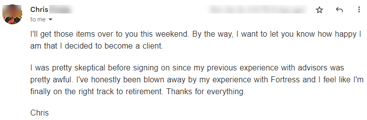 A person 's testimonial for their retirement.