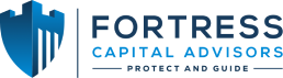 A black and blue logo with the words " fort capital ".